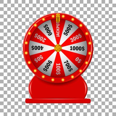 İzole arka plan üzerinde tekerlek servet kırmızı, 3 d rulet, gerçekçi vektör illüstrasyon