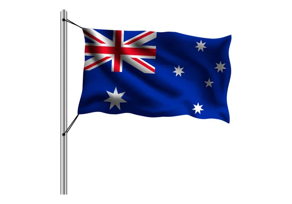 Размахивание Австралийским Флагом Флагштоке Изолированном Фоне Флаг Австралии Векторная Иллюстрация — стоковый вектор