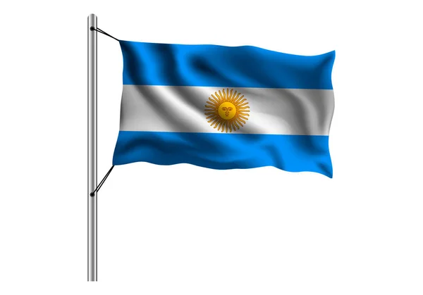 Zwaaiende Argentinië Vlag Vlaggenmast Geïsoleerde Achtergrond Vlag Van Argentinië Vector — Stockvector
