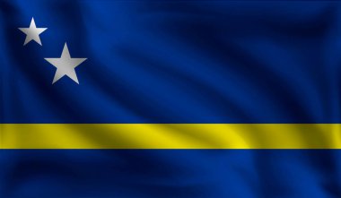 Sallanan Curacao bayrağı, Curacao bayrağı, vektör illüstrasyon
