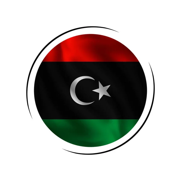 Ondeando Bandera Libia Bandera Libia Vector Ilustración — Archivo Imágenes Vectoriales