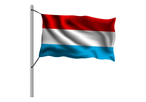 Zwaaiende Luxemburgse Vlag Vlaggenmast Geïsoleerde Achtergrond Vlag Van Luxemburg Vector — Stockvector