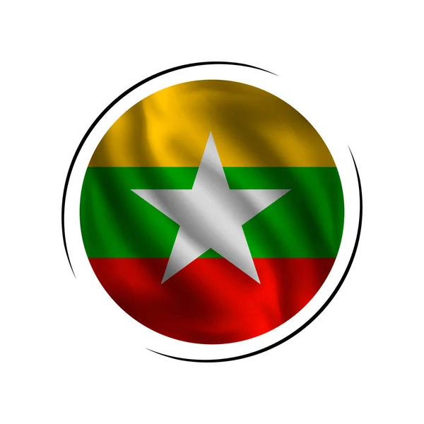 Integetett Mianmari Zászló Lobogó Mianmar Vektor Illusztráció — Stock Vector