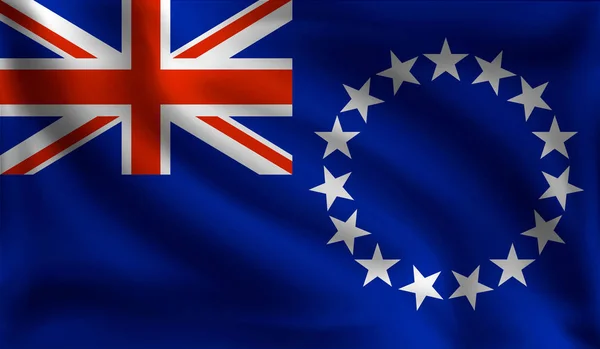 Waving Flaga Wysp Cooka Flaga Wysp Cooka Wektor Ilustracji — Wektor stockowy