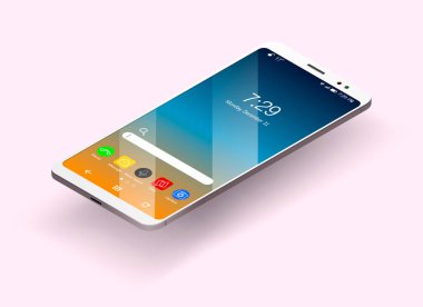 Biyometrik ve düz tasarım stillerinde akıllı telefon, cep telefonu, düz biyometrik, mobil cihaz, modern teknolojiler