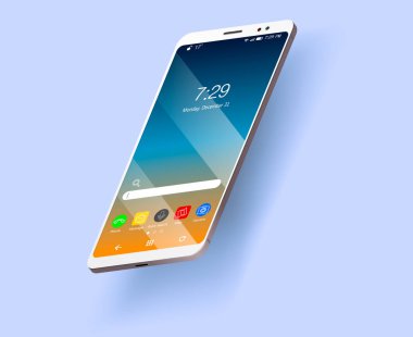 Biyometrik ve düz tasarım stillerinde akıllı telefon, cep telefonu, düz biyometrik, mobil cihaz, modern teknolojiler