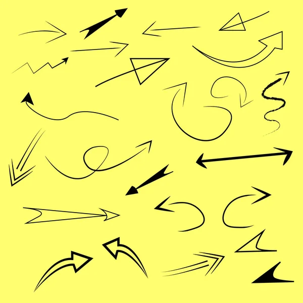 Set Arrows Yellow Background — Stock Vector