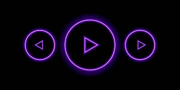 Siyah arka plan üzerinde Neon media player arayüzü, vektör çizim