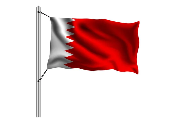 Waving Bahrain Flagga Flaggstång Isolerad Bakgrund Flagga Bahrain Vektor Illustration — Stock vektor