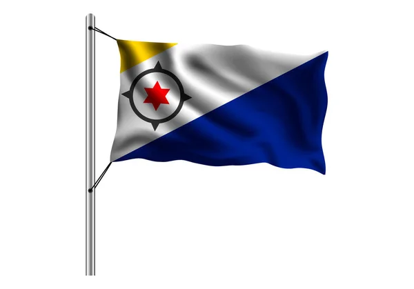 Σημαία Του Μποναίρ Στο Κοντάρι Της Σημαίας Απομονωμένο Φόντο Σημαία — Διανυσματικό Αρχείο