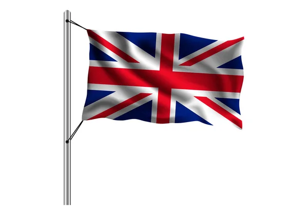 Vinka Storbritannien Flagga Flaggstång Isolerad Bakgrund Flagga Storbritannien Vektor Illustration — Stock vektor