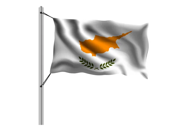 Zwaaiende Cyprus Vlag Vlaggenmast Geïsoleerde Achtergrond Vlag Van Cyprus Vector — Stockvector