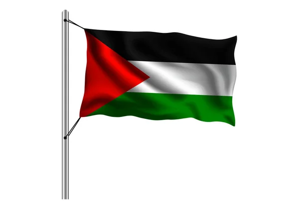 Drapeau Palestinien Sur Mât Drapeau Sur Fond Isolé Drapeau Palestinien — Image vectorielle