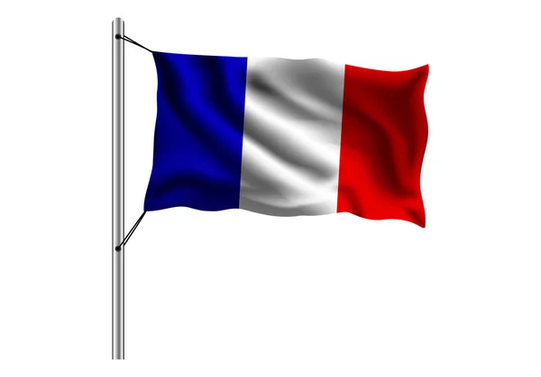 배경에 깃대에 프랑스 국기를 흔들다 프랑스의 일러스트 — 스톡 벡터