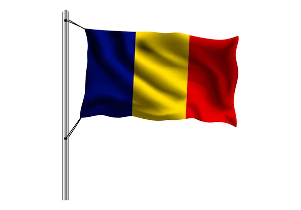 Drapeau Tchad Agité Sur Mât Drapeau Sur Fond Isolé Drapeau — Image vectorielle