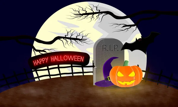 Happy Halloween Pocztówka Projekt Halloween Wektor Ilustracji — Wektor stockowy