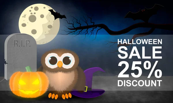Vente Halloween Bannière Vente Halloween Illustration Vectorielle — Image vectorielle