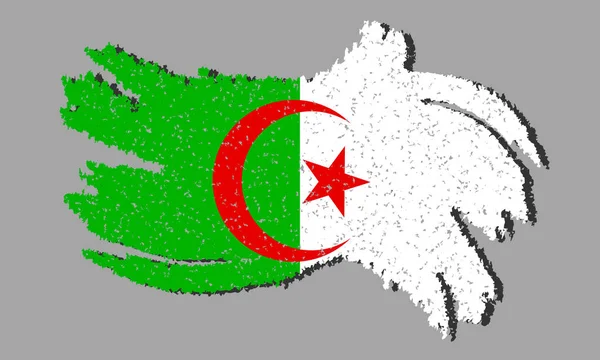 Drapeau Algérie Grunge Drapeau Algérie Avec Ombre Isolée Sur Fond — Image vectorielle