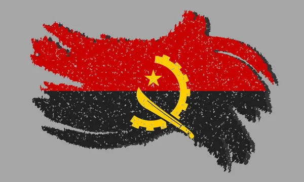 Гранж Флаг Анголы Флаг Анголы Тенью Векторная Иллюстрация — стоковый вектор