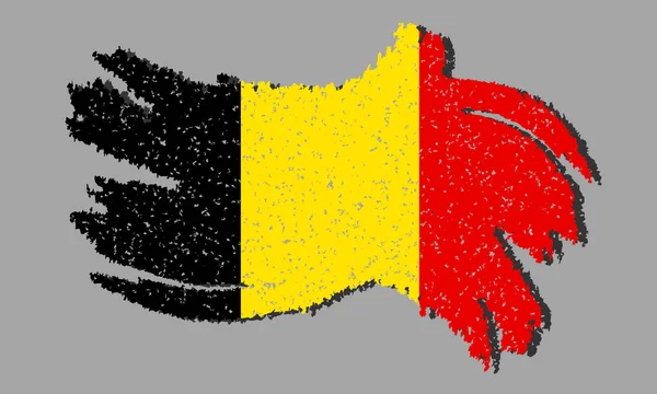 比利时格伦格旗 比利时国旗带阴影 矢量插图 — 图库矢量图片