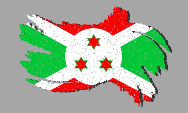 Burundská Vlajka Vlajka Burundi Stínem Vektorovou Ilustrací — Stockový vektor
