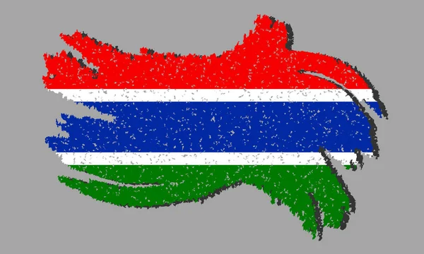 Gambia Grunge Sjunker Gambia Timor Flagga Med Skugga Vektor Illustration — Stock vektor