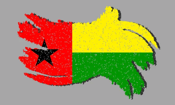 Grunge Guinee Bissau Vlag Guinee Bissau Vlag Met Schaduw Geïsoleerde — Stockvector