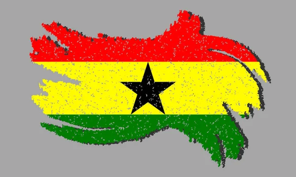 Ghana Grunge Flag Ghana Flag Con Ombra Illustrazione Vettoriale — Vettoriale Stock