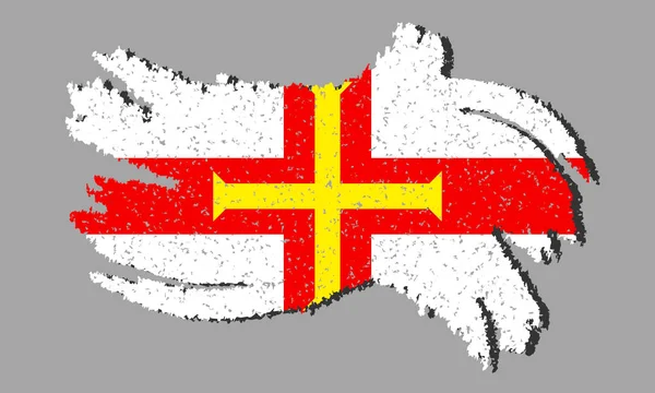 Bandera Grunge Guernsey Bandera Guernsey Con Sombra Sobre Fondo Aislado — Vector de stock
