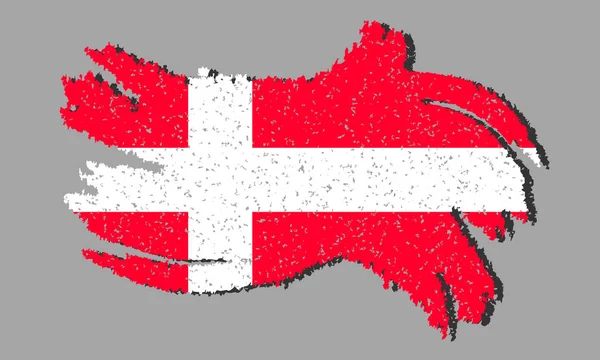 Bendera Grunge Denmark Bendera Denmark Dengan Bayangan Pada Latar Belakang - Stok Vektor