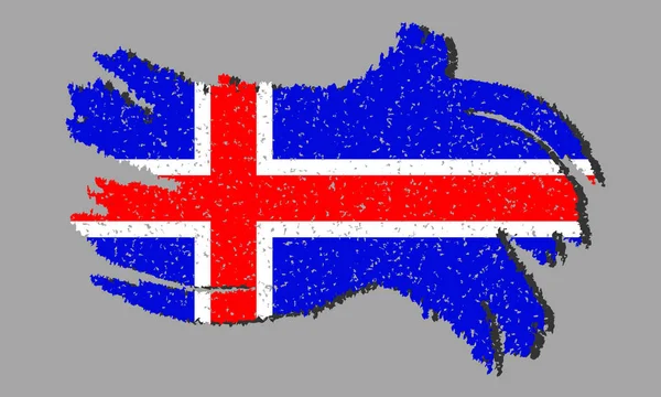 Ijsland Grunge Vlag Ijsland Vlag Met Schaduw Geïsoleerde Achtergrond Vector — Stockvector