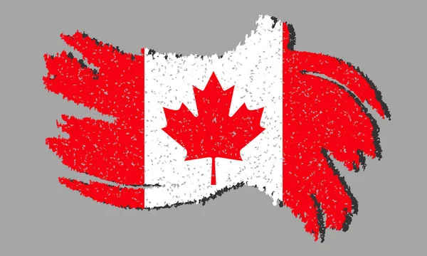 Grunge Canada flag, Canada flag with shadow on isolated background, vector illustration