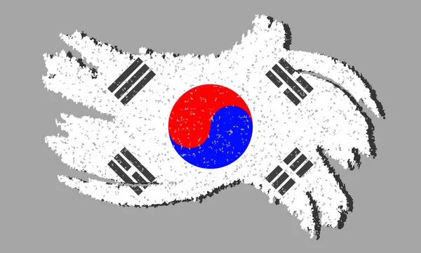 Grunge Korea Flagga Korea Flagga Med Skugga Isolerad Bakgrund Vektor — Stock vektor