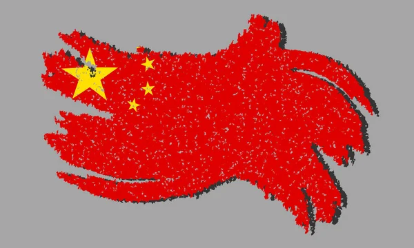 Cina Bandiera Grunge Cina Bandiera Con Ombra Sfondo Isolato Illustrazione — Vettoriale Stock