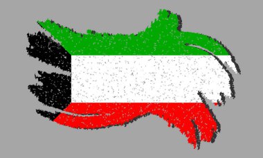 Kuveyt bayrak grunge, izole arka plan üzerinde gölge ile Kuveyt bayrağı, vektör illüstrasyon