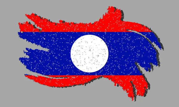 Laos Grunge Flag Laos Flagge Mit Schatten Auf Isoliertem Hintergrund — Stockvektor