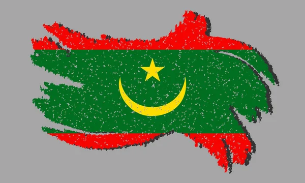 Drapeau Gris Mauritanien Drapeau Mauritanien Avec Ombre Sur Fond Isolé — Image vectorielle