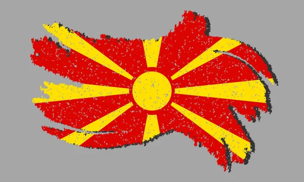 Bandeira Grunge Macedônia Bandeira Macedônia Com Sombra Fundo Isolado Ilustração — Vetor de Stock