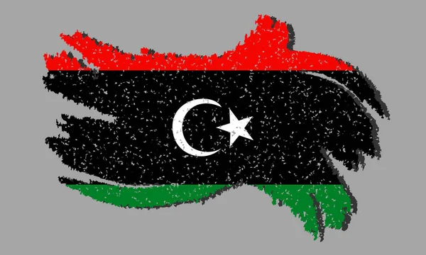 Libyen Grunge Flag Libyen Flagga Med Skugga Isolerad Bakgrund Vektor — Stock vektor