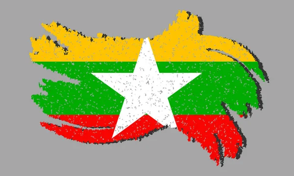 缅甸格格旗 缅甸国旗与阴影在孤立的背景 矢量插图 — 图库矢量图片