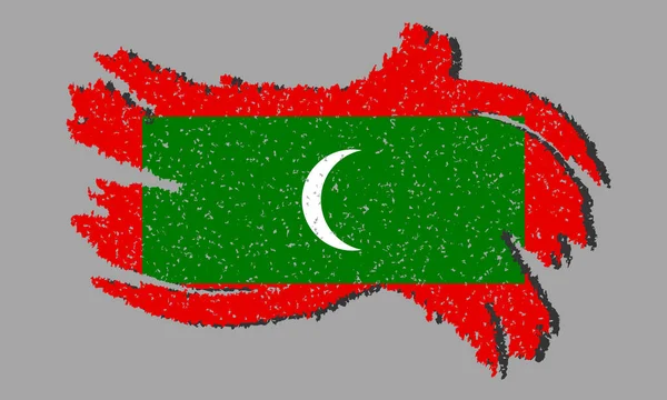 Maldív Szigetek Grunge Zászló Maldív Szigeteki Zászló Árnyékot Elszigetelt Háttér — Stock Vector