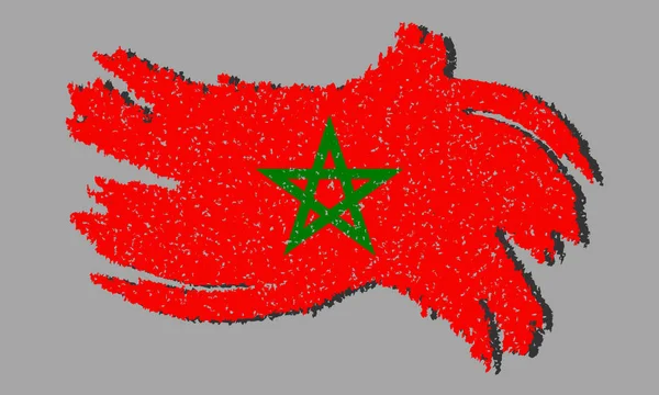 Drapeau Gris Maroc Drapeau Maroc Avec Ombre Sur Fond Isolé — Image vectorielle