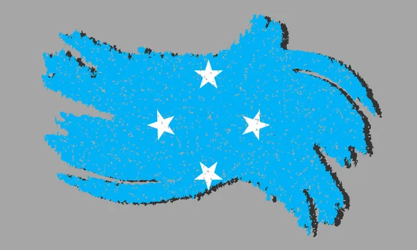 Bandera Grunge Micronesia Bandera Micronesia Con Sombra Sobre Fondo Aislado — Vector de stock