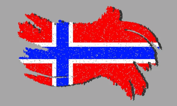 Drapeau Gris Norvège Drapeau Norvégien Avec Ombre Sur Fond Isolé — Image vectorielle