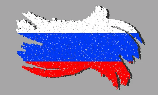 グランジロシアの旗 孤立した背景に影を持つロシアの旗 ベクトルイラスト — ストックベクタ