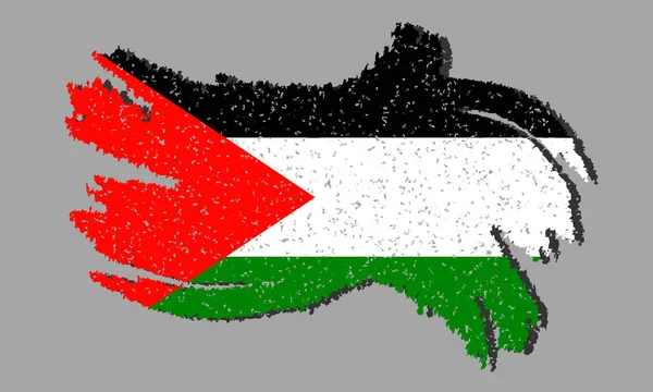 Grunge Drapeau Palestinien Drapeau Palestinien Avec Ombre Sur Fond Isolé — Image vectorielle