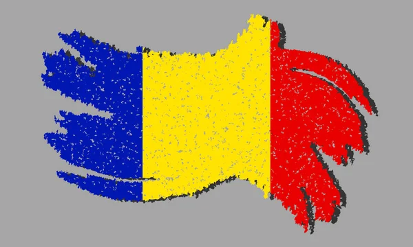 Grunge Roemenië Vlag Roemenië Vlag Met Schaduw Geïsoleerde Achtergrond Vector — Stockvector