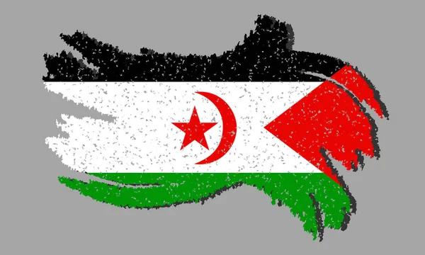 Drapeau République Arabe Sahraouie Démocratique Grunge Drapeau Rasd Avec Ombre — Image vectorielle