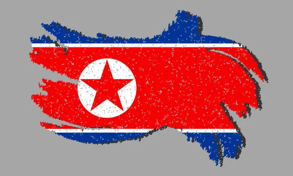Nordkoreanische Grunge Flagge Nordkoreanische Flagge Mit Schatten Auf Isoliertem Hintergrund — Stockvektor