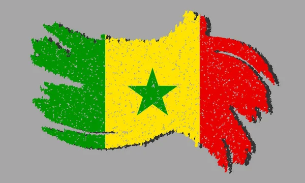 Drapeau Grunge Sénégal Drapeau Sénégal Avec Ombre Sur Fond Isolé — Image vectorielle